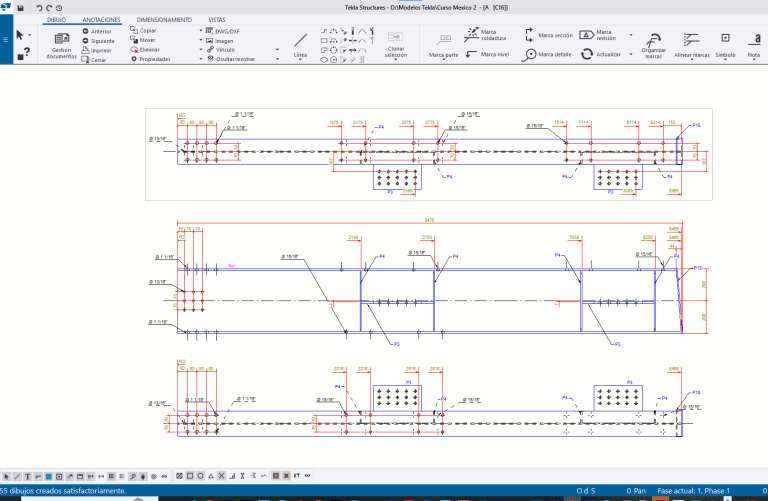Detalle de armado de vigas en Tekla Structures