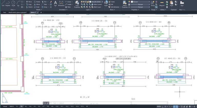 Plano de vigas en AutoCAD